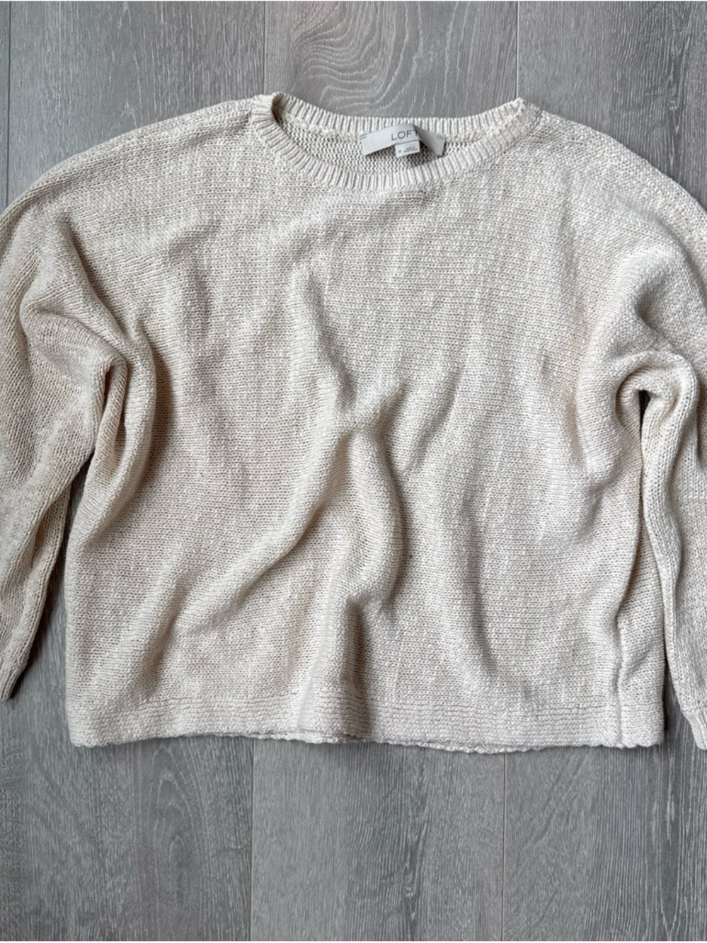 LOFT Cream Crew Neck Sweater - Lightweight Knit